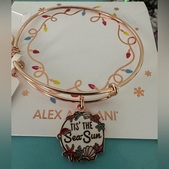 🎄 NWT Alex and Ani Tis’ the Sea-Sun Charm Bangle Bracelet in Shiny Rose Gold 🎄 - Picture 1 of 6